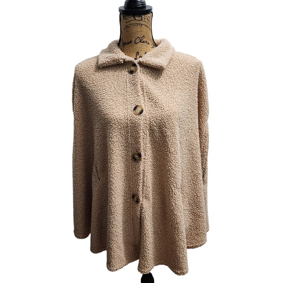 Teddy Button Down Jacket Oversized Cozy Warm Comfy Coatigan - Picture 1 of 7